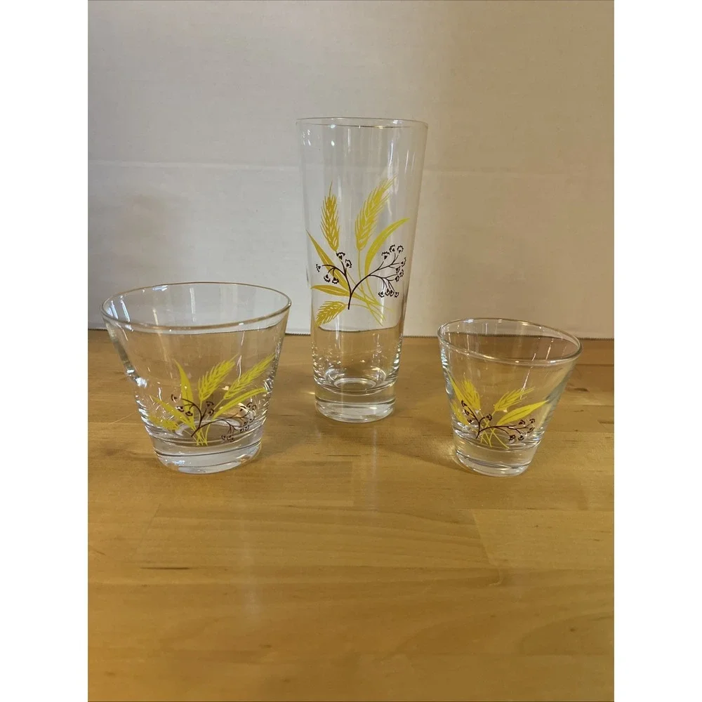 Vintage 3 Pc Century Service Autumn Gold Glasses